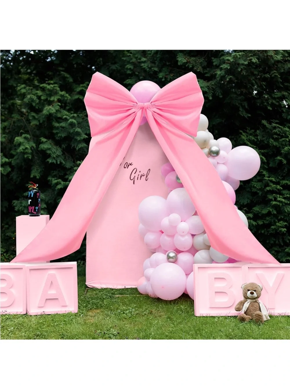 Big Pink Wall Bow Decorations 39 x 72 Inch Giant Birthday Party Decor Ribbon